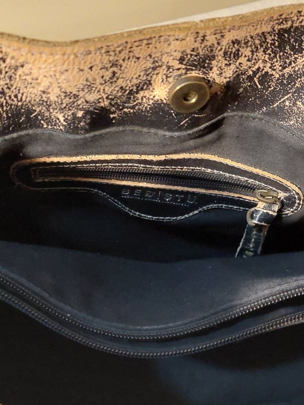 BED|STU Rockaway Brown/Black Lux Distressed Leather Shoulder/Crossbody Tote O/S - Picture 8 of 16